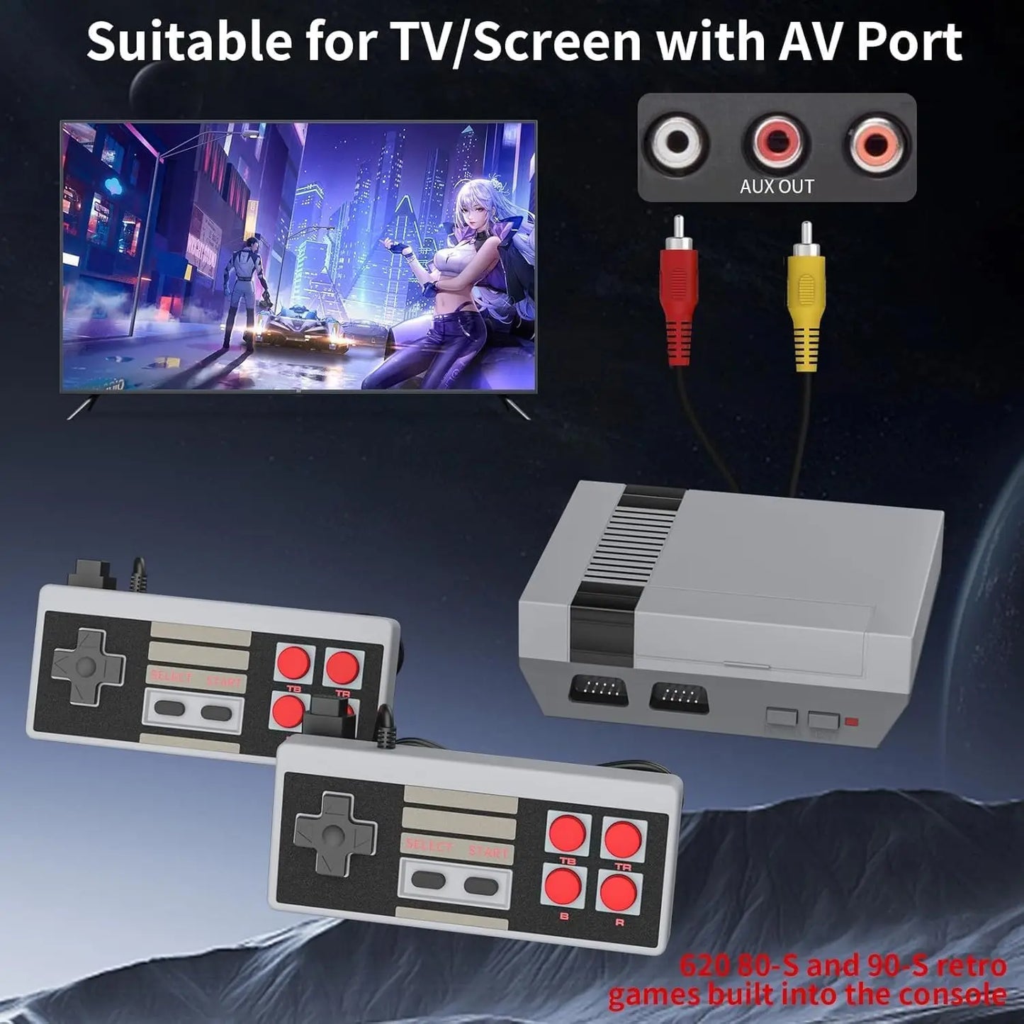 Retro 8‑Bit Game Console – 620 Games, AV Output