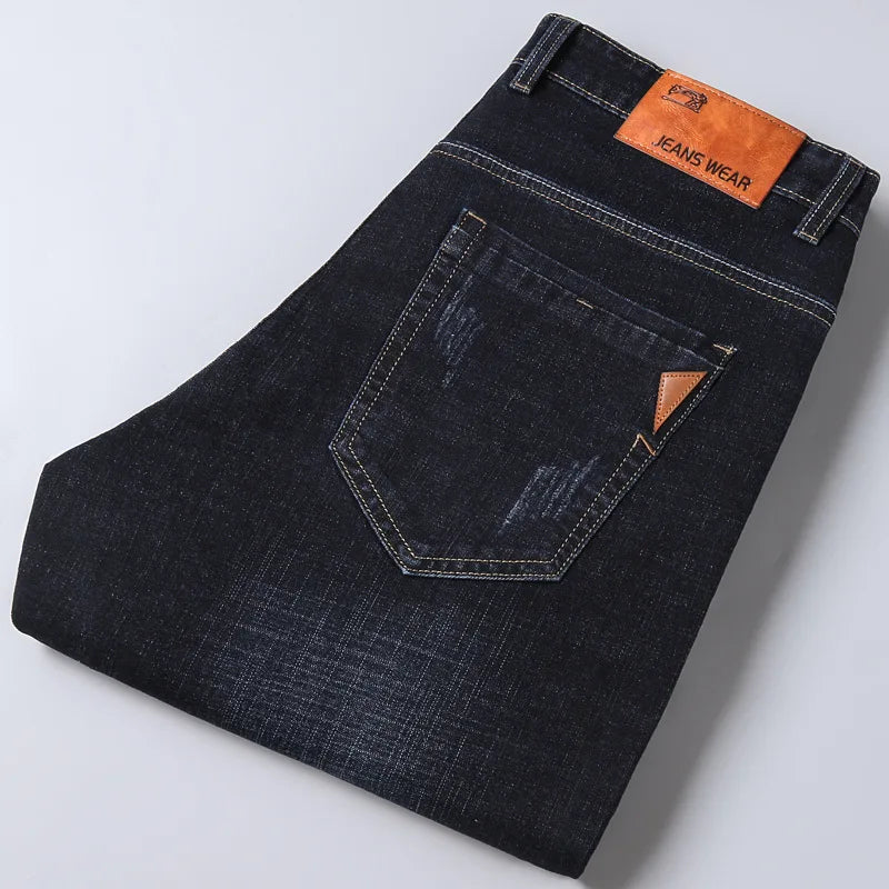 Men’s Straight Jeans (Stretch Slim Fit, Business Casual Denim Trousers)