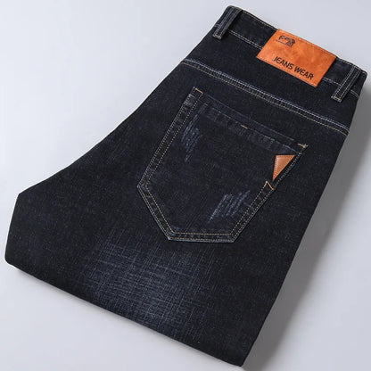Men’s Straight Jeans (Stretch Slim Fit, Business Casual Denim Trousers)