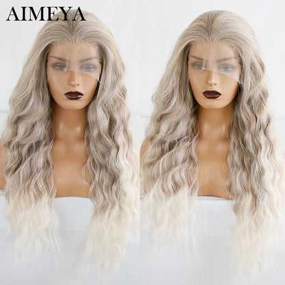 AIMEYA Synthetic Lace Front Wigs for Women Natural Hairline Long Brown Wig Pre Plucked Cosplay