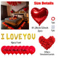 Golden I LOVE YOU Balloon Set with Simulated Petals 32 inch Heart shaped Balloon Wedding Proposal Birthday Decoration