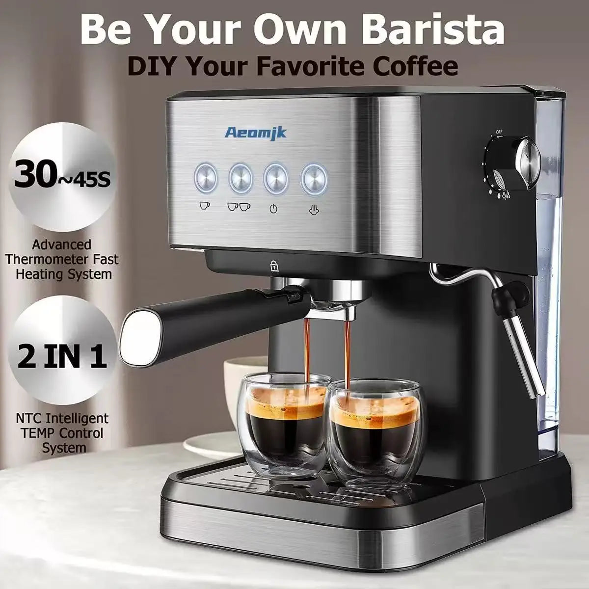 Professional Barista Espresso Machine – 110/220V with Automatic Milk Frother