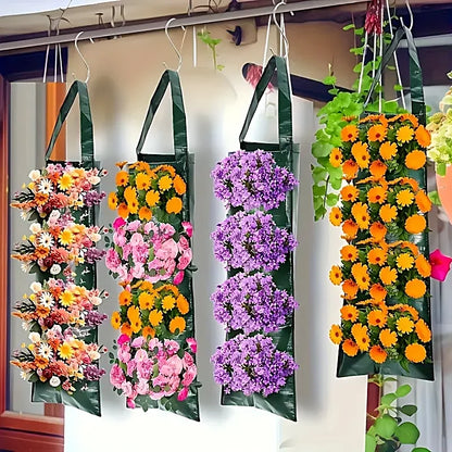 1-4PCS Garden Veranda Supplies Multi-Pocket Strawberry Fruit Cultivation Hanging Plant Grow Bag Outdoor Compost Seedling Planter