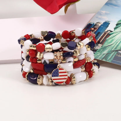 4th of July Independence Day St.Patrick’s Day Bracelets for Women Girls Charm Bracelet Beaded Stretch Bracelet