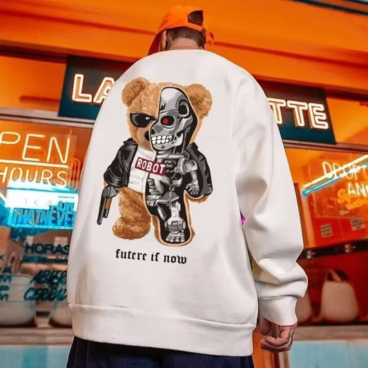 Mens Oversized Sweatshirts Steel Muppet Bear Print
