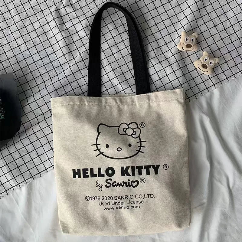 Hello Kitty Canvas Shoulder Bag (Large Capacity, Kawaii Daily Commuting Tote)