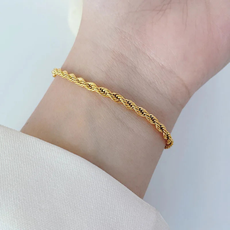 925 Sterling Silver 4MM Twisted Rope Chain Bracelets