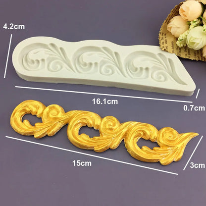 Silicone World DIY Baking Fondant Silicone Mold Handmade Sugar Flipping Cake Edge Decoration Mold Totem Gemstone Relief Mould