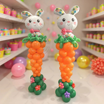 91pcs/set Carrot Shape Easter Rabbit Balloons Stand DIY Latex Balloon Ornament Toy Easter Themed Party Supplies Party Decoration