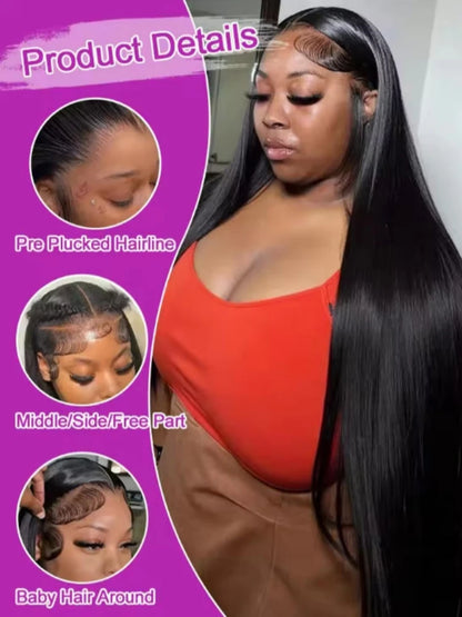 Straight Brazilian Human Hair Wig (360 Full Lace · 13×6 / 13×4 HD Lace · 40–42 inch)
