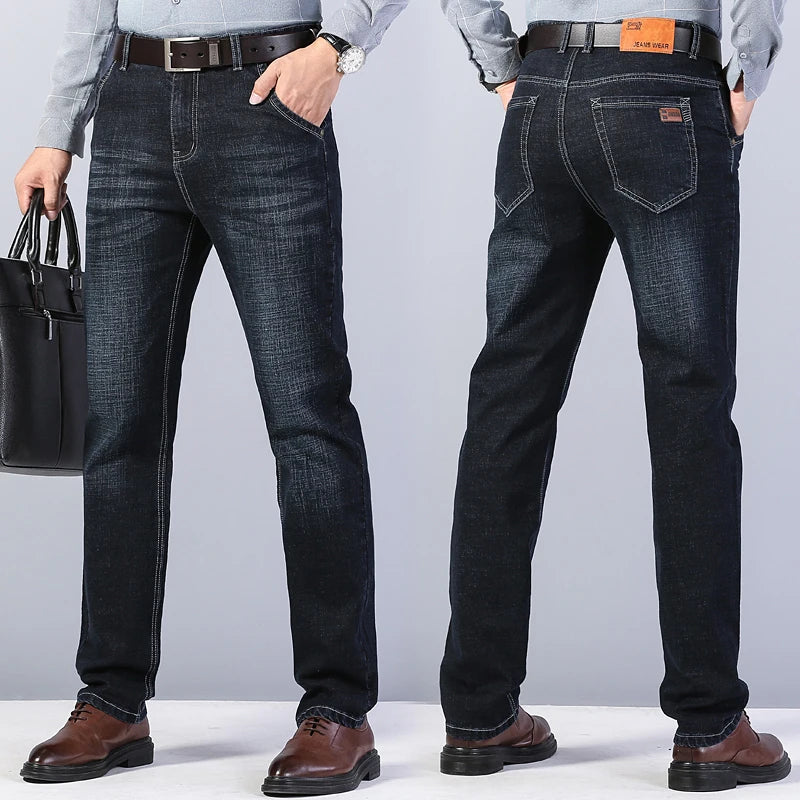 Men’s Stretch Regular Fit Jeans (Business Casual, Classic Straight Denim)