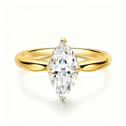 OEVAS 1CT-3CT 7*14MM Marquise Cut Moissanite Wedding Rings S925 Silver Plate 18K Gold for Women Lab Diamond Party Jewelry Gift