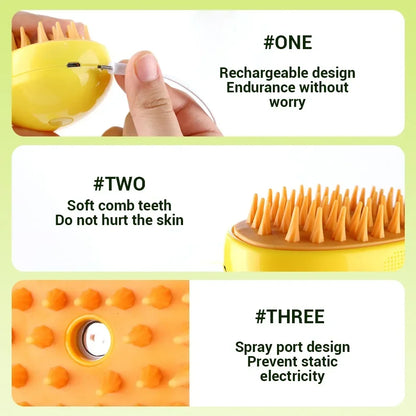 3 in 1 Pet Grooming Steam Brush Sprayer Massage Comb- Cat/Dog