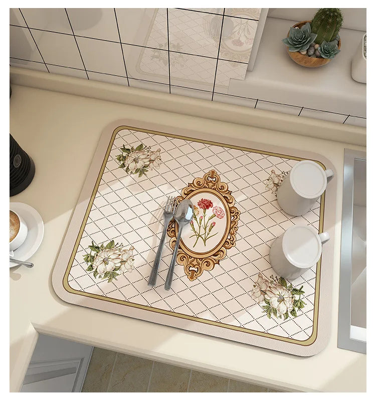 Super Absorbent Large Drying Mat – Anti‑Slip Quick‑Dry Pad for Kitchen, Coffee Station, Bathroom & Tableware