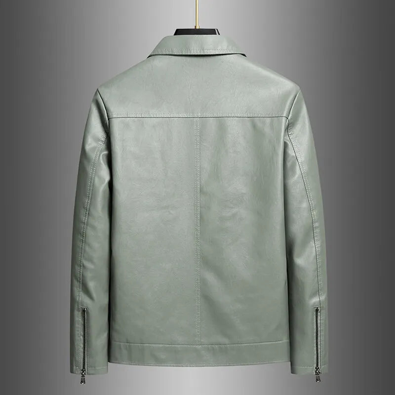 Men’s Classic PU Lapel Jacket