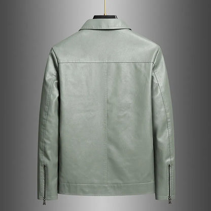 Men’s Classic PU Lapel Jacket