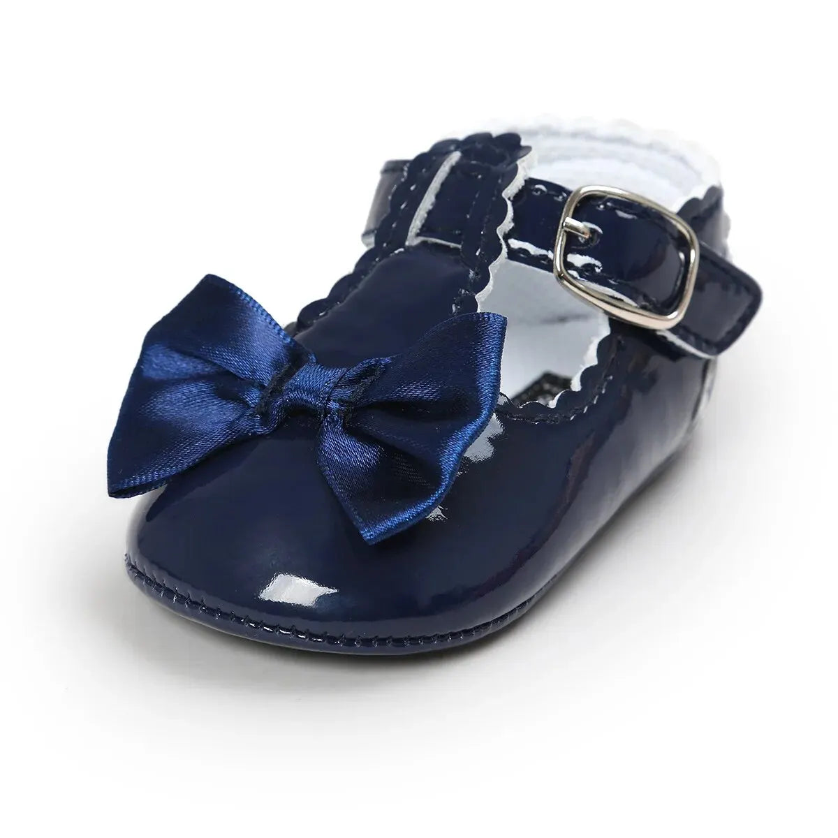Baby Girls Classic Bowknot Rubber Sole Anti-slip PU Shoes