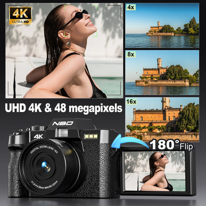 NBD 4K Vlog Camera – 48MP, 3" Flip Screen