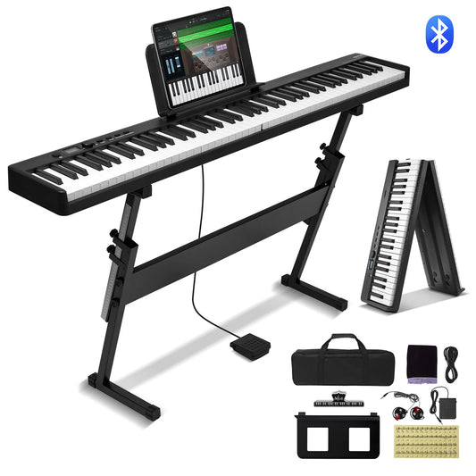 VEVOR 88‑Key Foldable Digital Piano – Bluetooth & MIDI Portable Rechargeable Keyboard for Beginners