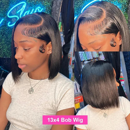High‑Density Straight 13×4 Lace Frontal Bob Wig (Virgin Brazilian Human Hair)