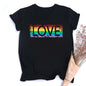 LOVE Pattern Print Girls Rainbow T-shirt Women Tee Shirt LGBT Pride Month T-shirt Love Wins Graphic Tee Summer Women Clothes