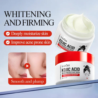 SADOER Kojic Acid Skincare Set – Moisturizing Face Cream & Anti‑Dark Circle Eye Cream (Travel Size)