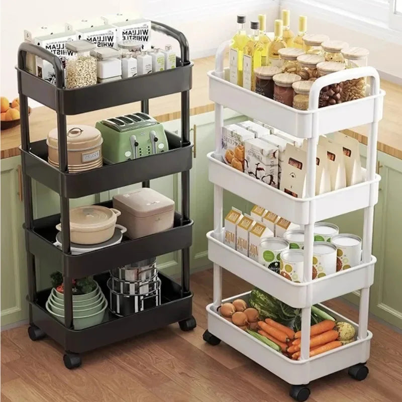 Multi‑Layer Movable Snack Storage Rack Cart — Rolling Trolley