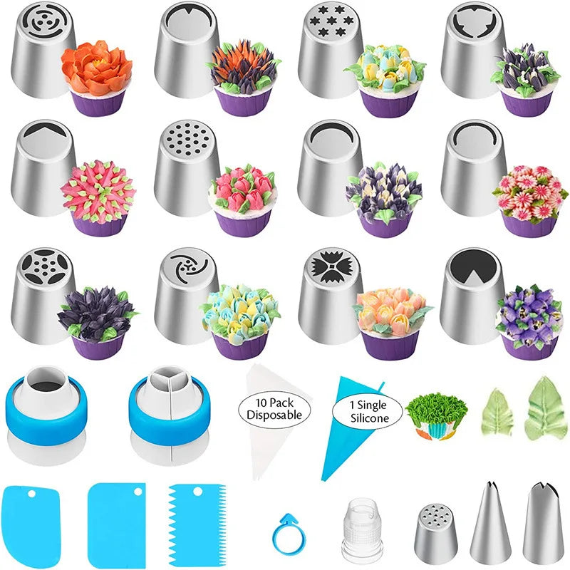 27 pieces Russian mounting nozzle set cream squeezing mouth cake mounting bag DIY baking tool set