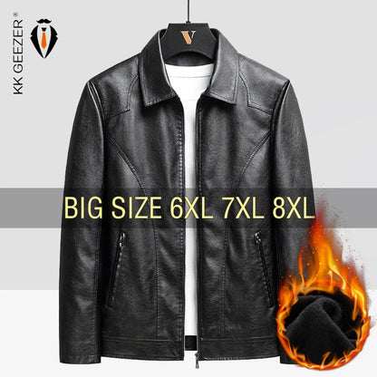 Men’s Retro Fleece Leather Jacket (Plus Size)