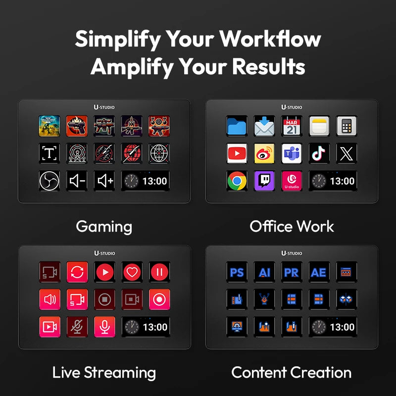 D200 Live Streaming Controller (13 LCD Keys for Gaming, Office, Vlog &amp; Content Creation)