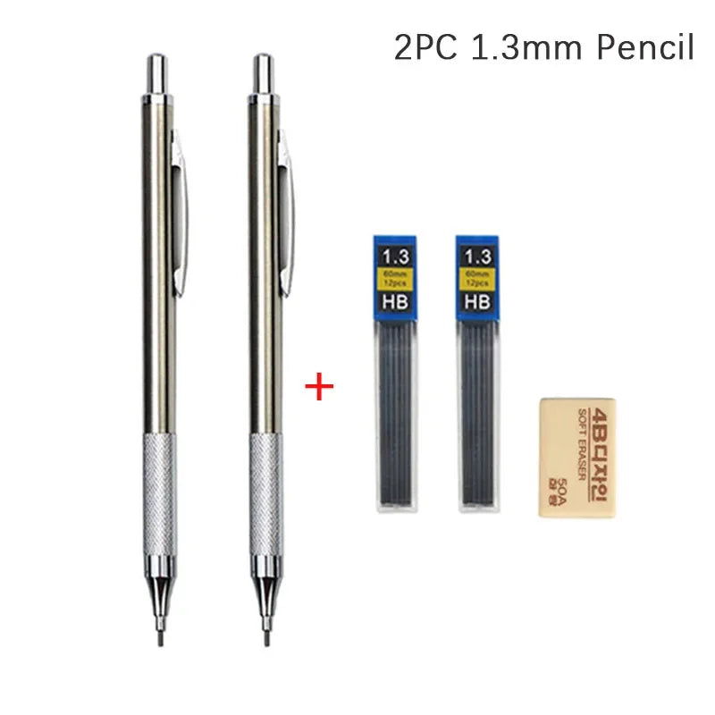 Full Metal Automatic Mechanical Pencil Set (0.3 -0.5 -0.7 -0.9 -1.3 -2.0mm)