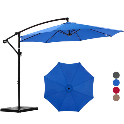 9.8FT Offset Patio Umbrella with Base — UV Protection