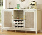 Boho Rattan Wine Bar Cabinet with Glass Holder & Drawer Racks (Custom)