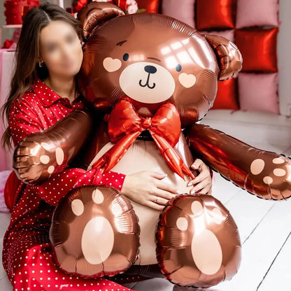 1pc3D Cute Cartoon Embracing Bear Aluminum Film Balloon for Birthday Party, Valentine's Day, Bridal Gift Party, Wedding, Shower
