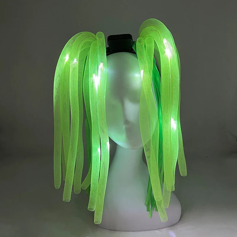 Disco Luminous Flashing Noodles Headband Light up Braid Headband Girl Women Bar Club Night Show Headwear Supplies