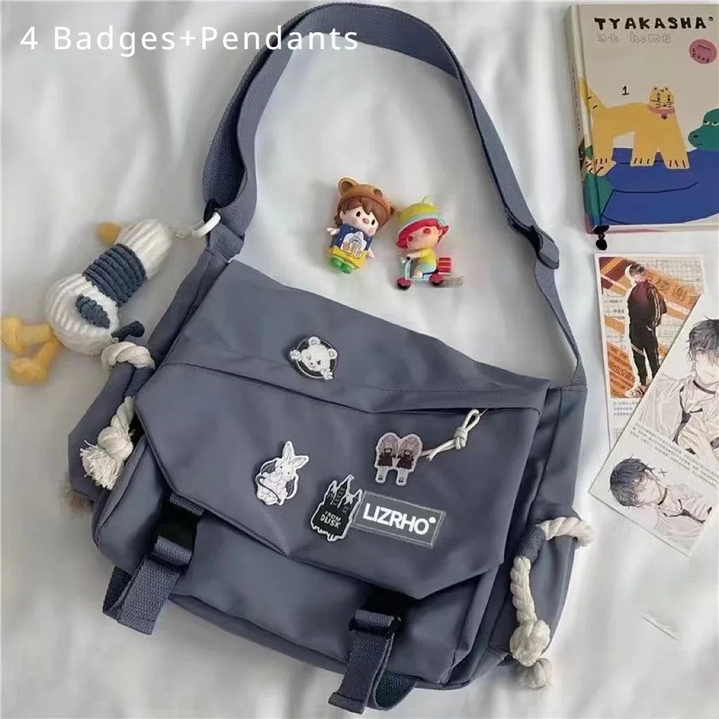 Shoulder Bag Large Capacity Crossbody Bag Retro Workwear Postman Bags for Women Nylon Handbags