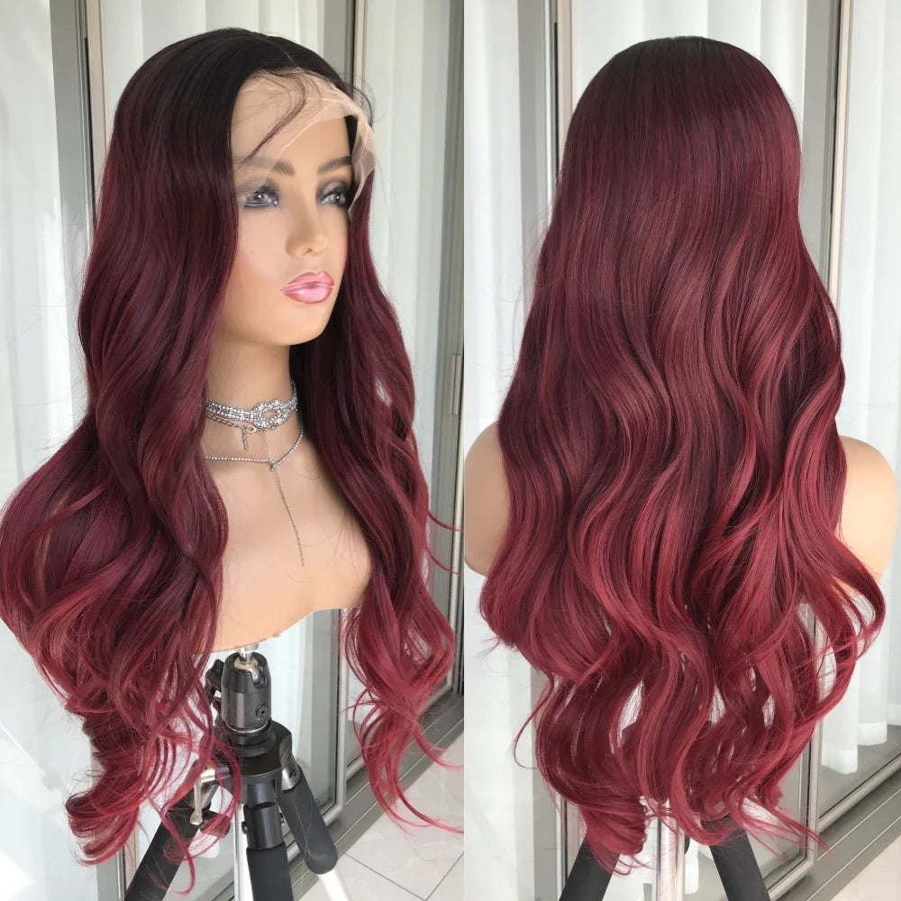 Ash Blonde Body Wave Lace Front Wig – Pre‑Plucked Long Wavy Synthetic Lace Frontal for Women