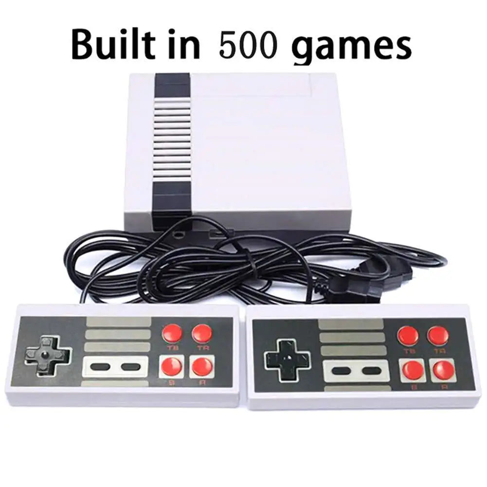 Mini TV Game Player (500 Built‑In NES Games, Dual Controllers, AV Output)