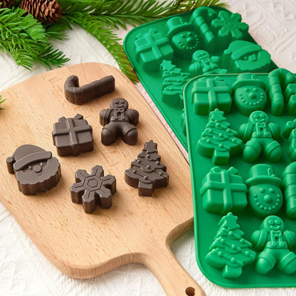Christmas Silicone Baking Mold – Tree, Santa, Snowman & Gingerbread Shapes for Chocolate & Candy