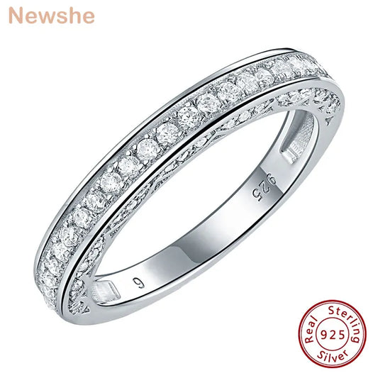 925 Sterling Silver Straight Stackable Wedding Ring Engagement Band For Women Trendy Jewelry Size 5-12