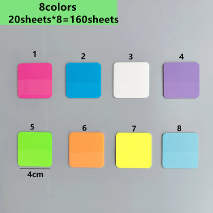 160 Pack Multipurpose Waterproof Durable Fluorescent/Solid Sticky Notes