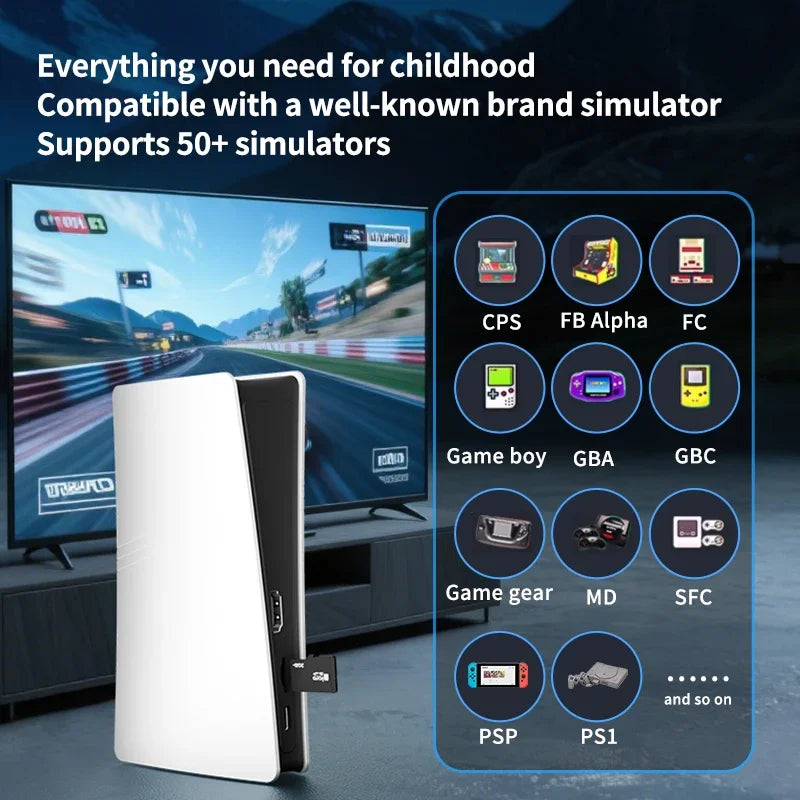 RS5 TV Game Console Dual Stick Wireless Controller Game 20000+64GB Double Joystick 4K Retro Suitable for PC, Android, TV GAME