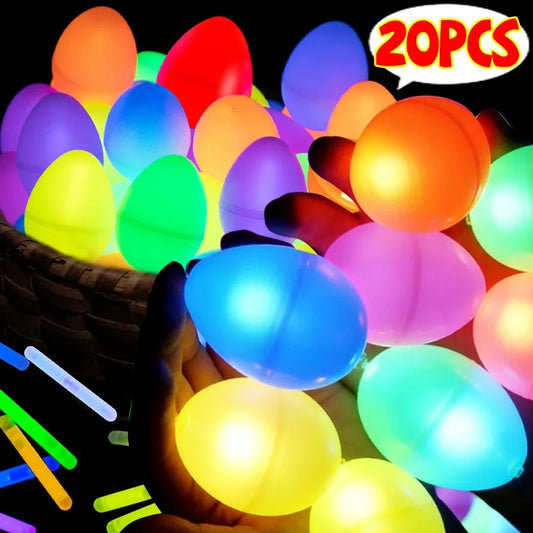 20/1x Easter Eggs for Kids Easter Basket Fillers Glow-in-the-Dark Mini Colorful Glow Sticks DIY Home Party Classroom Decoration