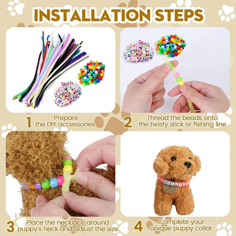12–36 Sets DIY Adopt‑A‑Puppy Party Favors – Make Your Own Stuffed Animal Kit with Doghouse, Bead Pets & Necklace