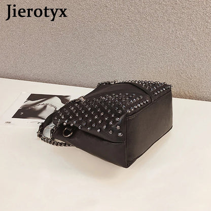 Studded Shoulder Bag Leather Punk Style Rock Rivet Crossbody Handbag Chain Wallet Purse