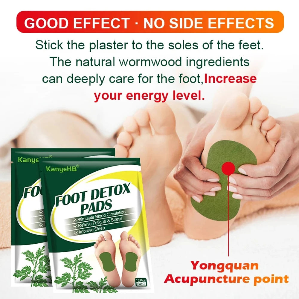 12/24PCS Herbal Detox Foot Patches – Natural Wormwood Pads for Stress Relief & Body Cleansing