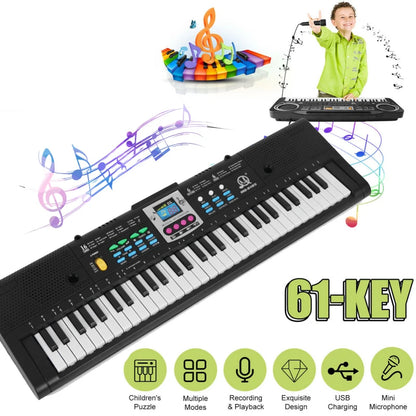 61‑Key Digital Music Electronic Keyboard (Kids · Students · Multifunctional · Microphone Function)
