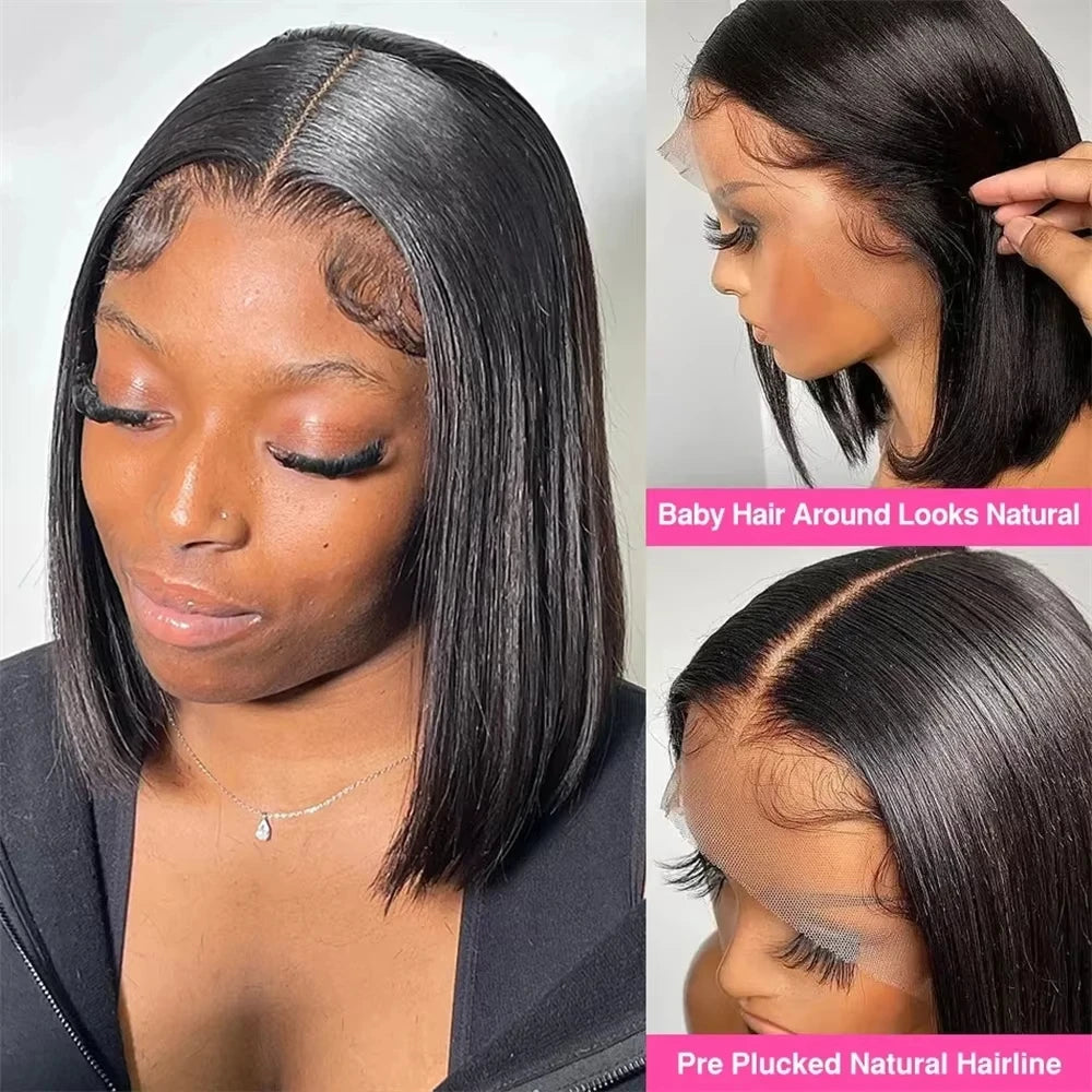 High‑Density Straight 13×4 Lace Frontal Bob Wig (Virgin Brazilian Human Hair)