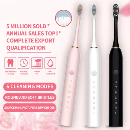 Ultrasonic Electric Toothbrush Set (Smart Sonic, Waterproof, Adult Deep‑Cleaning Modes)