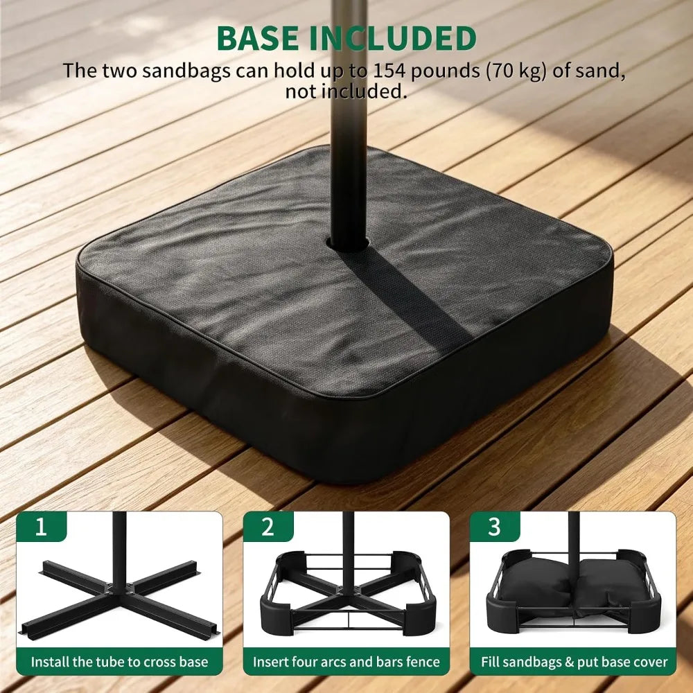 10FT Cantilever Pool Umbrella with Base — UV Protection & 360° Rotation